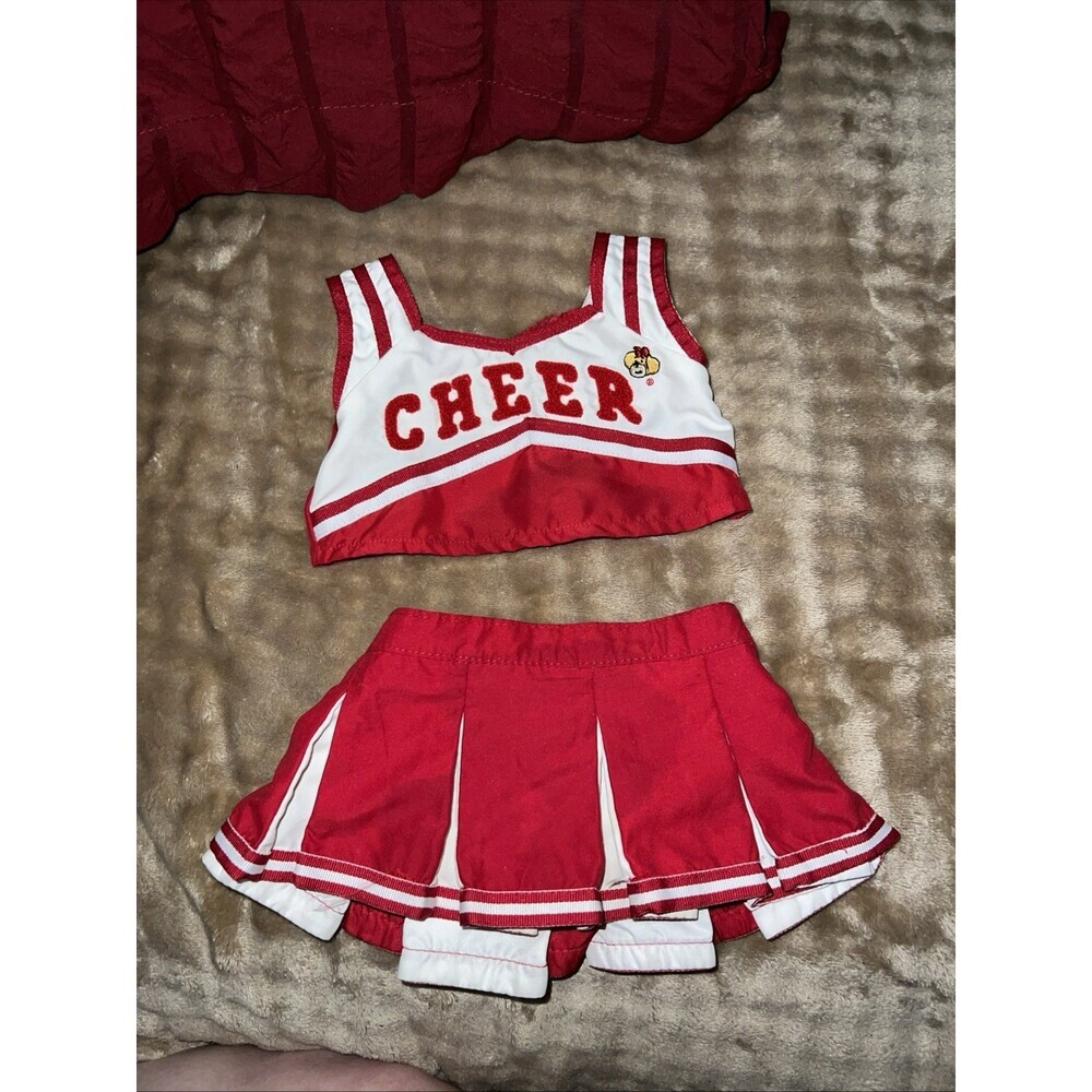 Build a Bear Red & White  Cheerleader Outfit Top & Skirt